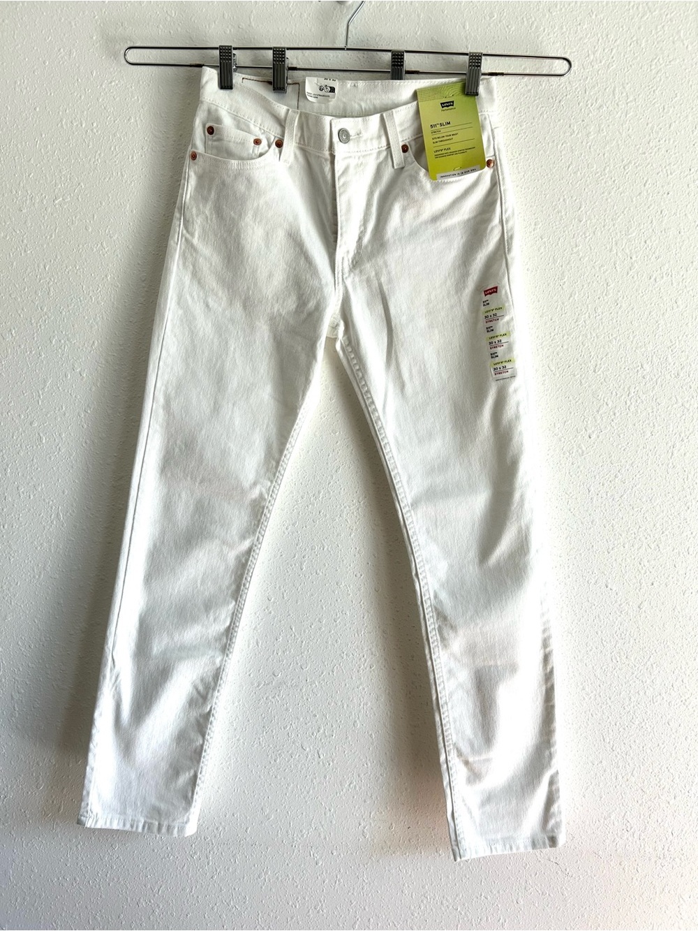 Levi's 511 Slim Jeans Men's Size 30x32 White Denim Stretch Flex